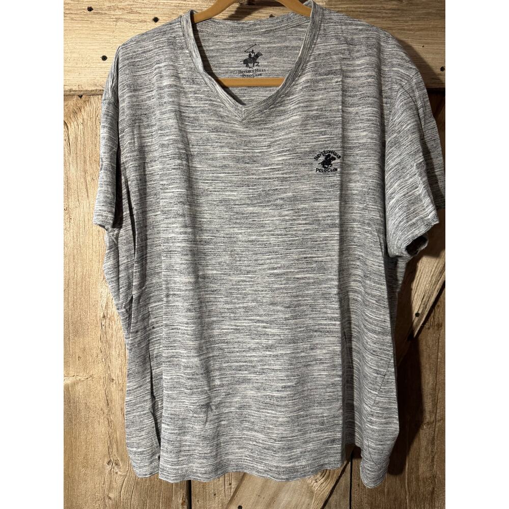 Beverly Hills Polo Club White/Black Tee Men's Size 2XL V Neck T-Shirt